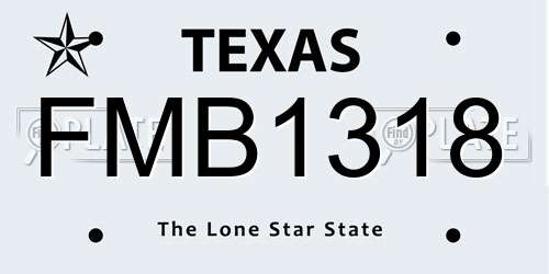 FMB1318 Texas License Plate