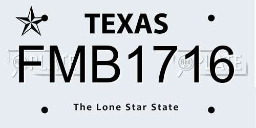 FMB1716 Texas License Plate