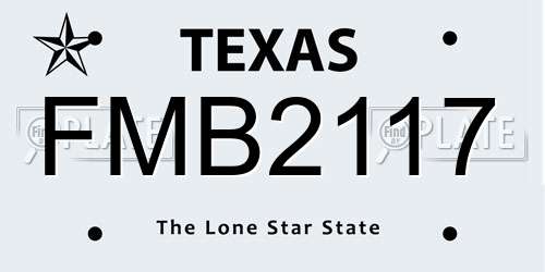 FMB2117 Texas License Plate