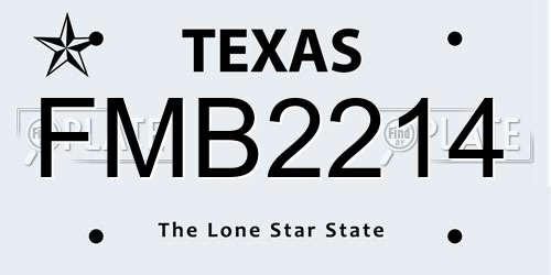 FMB2214 Texas License Plate