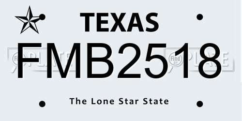 FMB2518 Texas License Plate