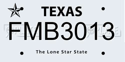 FMB3013 Texas License Plate