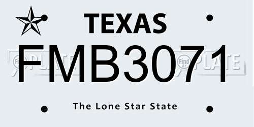 FMB3071 Texas License Plate
