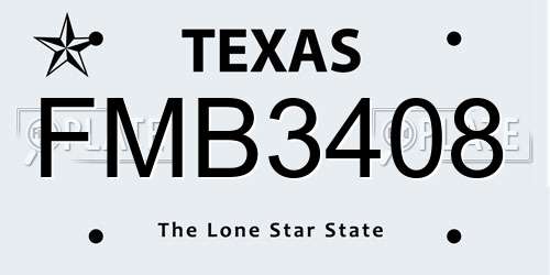 FMB3408 Texas License Plate