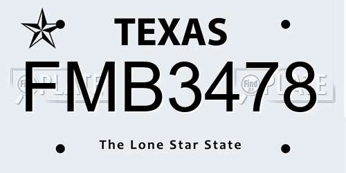 FMB3478 Texas License Plate