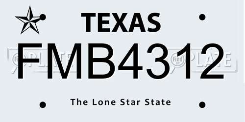 FMB4312 Texas License Plate