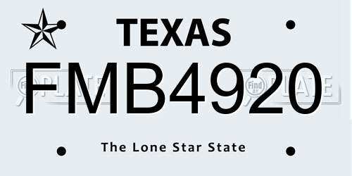 FMB4920 Texas License Plate
