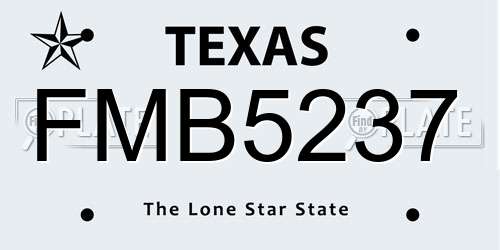 FMB5237 Texas License Plate