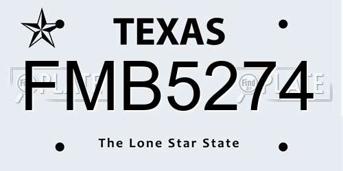 FMB5274 Texas License Plate