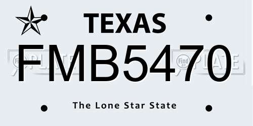 FMB5470 Texas License Plate