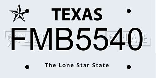 FMB5540 Texas License Plate