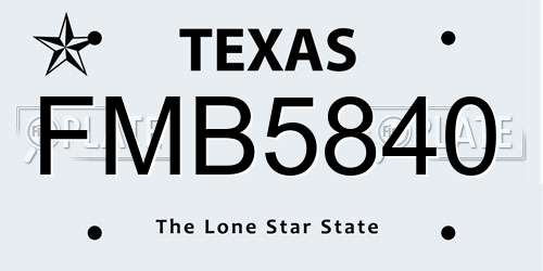 FMB5840 Texas License Plate