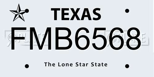 FMB6568 Texas License Plate