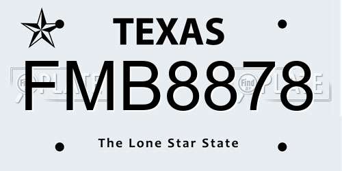 FMB8878 Texas License Plate