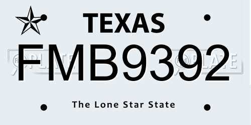 FMB9392 Texas License Plate