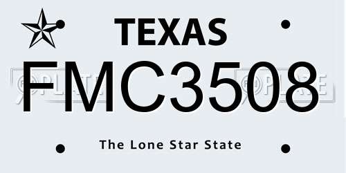 FMC3508 Texas License Plate