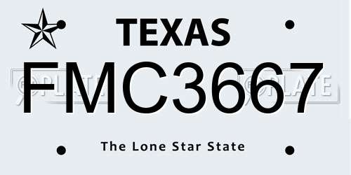 FMC3667 Texas License Plate