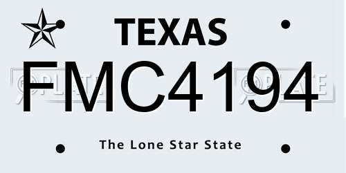 FMC4194 Texas License Plate