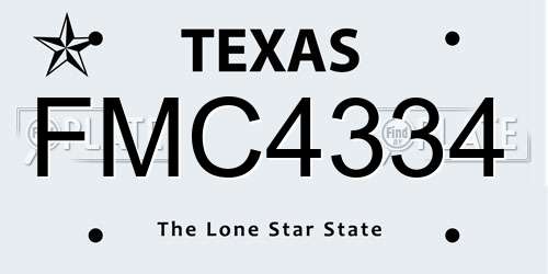 FMC4334 Texas License Plate