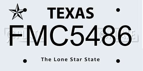 FMC5486 Texas License Plate