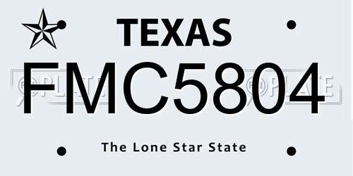 FMC5804 Texas License Plate