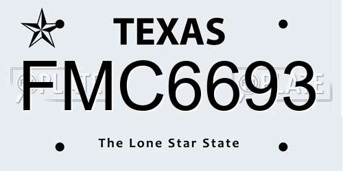 FMC6693 Texas License Plate