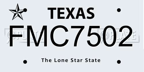 FMC7502 Texas License Plate