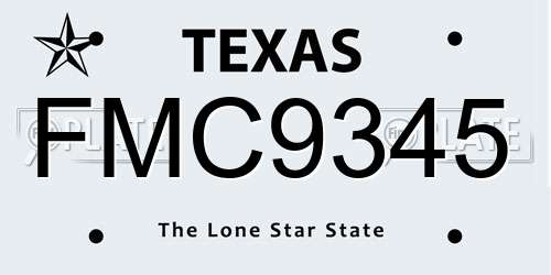 FMC9345 Texas License Plate