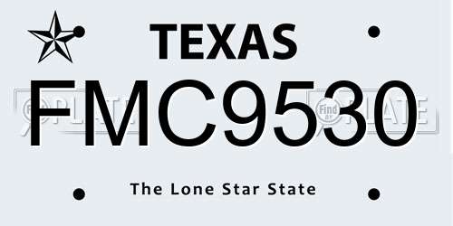FMC9530 Texas License Plate