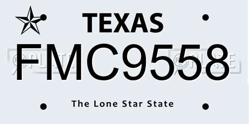 FMC9558 Texas License Plate