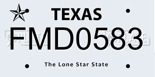FMD0583 Texas License Plate