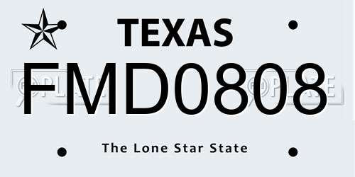 FMD0808 Texas License Plate