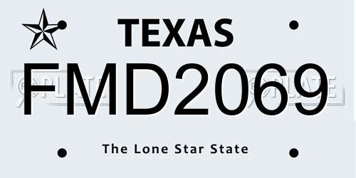 FMD2069 Texas License Plate