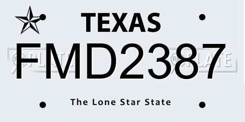 FMD2387 Texas License Plate