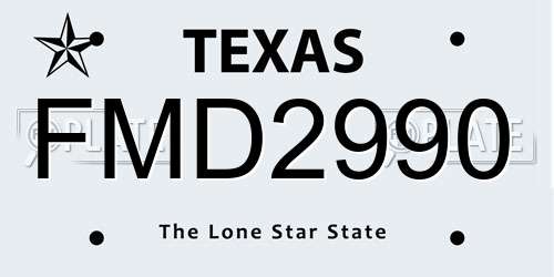 FMD2990 Texas License Plate