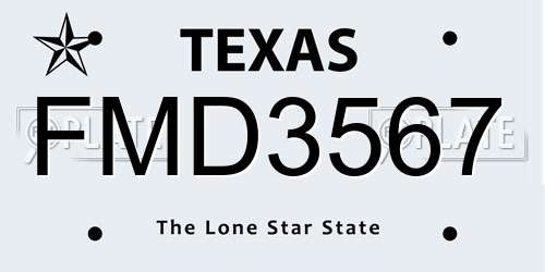 FMD3567 Texas License Plate
