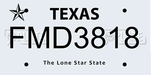 FMD3818 Texas License Plate