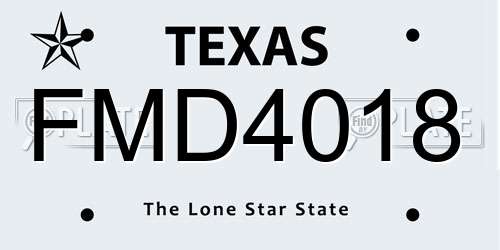FMD4018 Texas License Plate