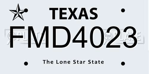 FMD4023 Texas License Plate