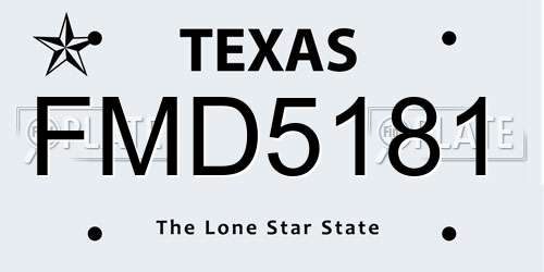 FMD5181 Texas License Plate