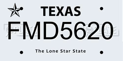 FMD5620 Texas License Plate