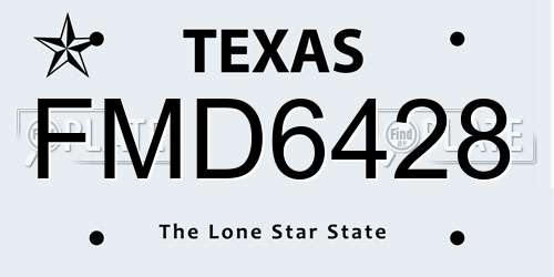 FMD6428 Texas License Plate