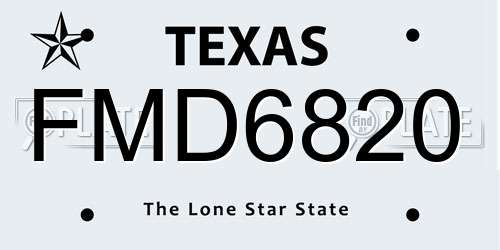FMD6820 Texas License Plate