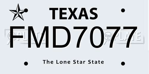 FMD7077 Texas License Plate
