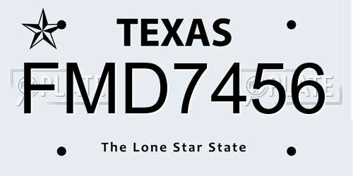 FMD7456 Texas License Plate