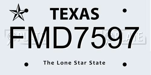 FMD7597 Texas License Plate