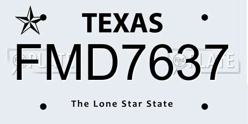 FMD7637 Texas License Plate