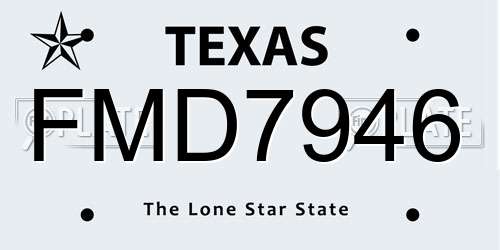 FMD7946 Texas License Plate