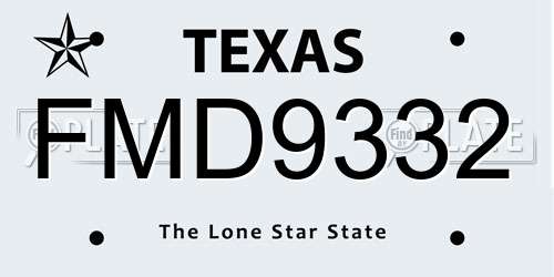 FMD9332 Texas License Plate