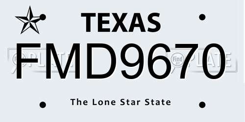 FMD9670 Texas License Plate